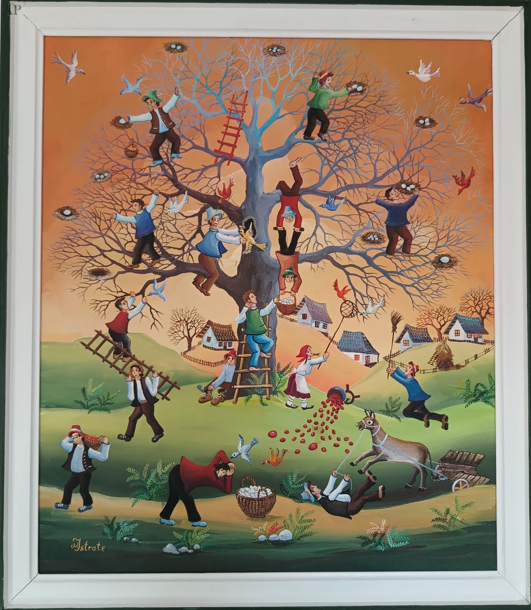 Culegătorii de ouă - Maricela Istrate - arta naivă - Pictură contemporană - Vaslui