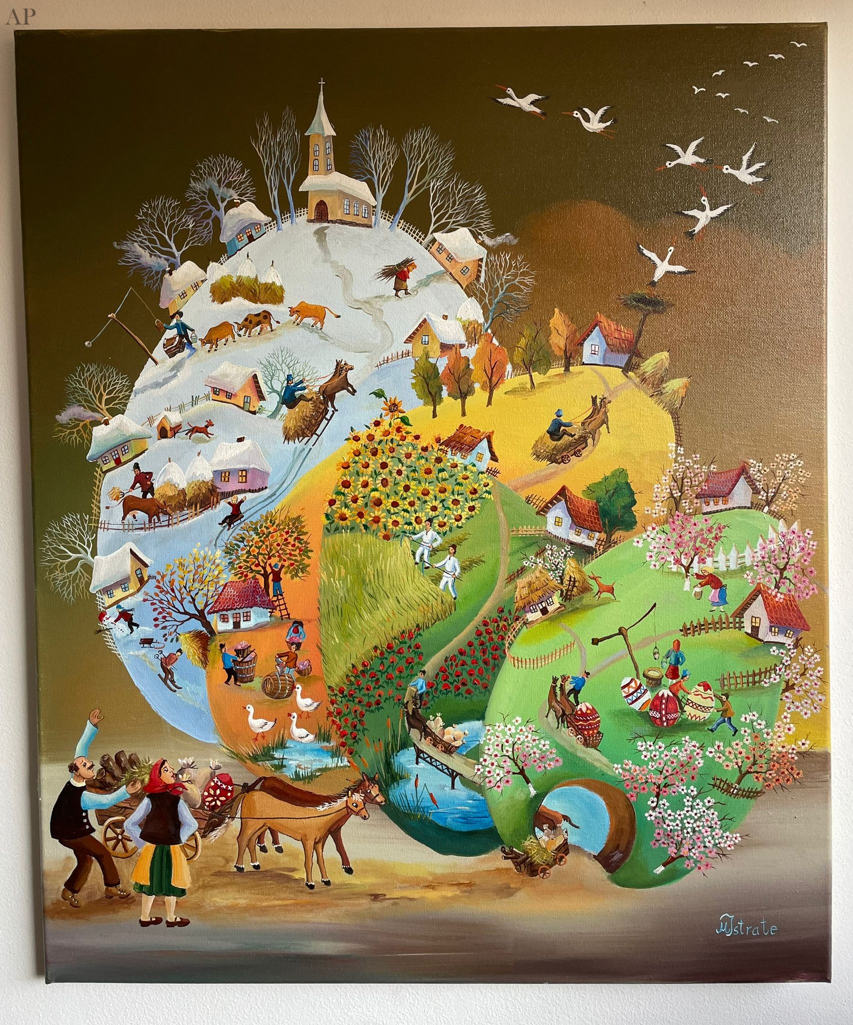 Anotimpurile - Maricela Istrate - arta naiva - Pictură contemporană - Vaslui