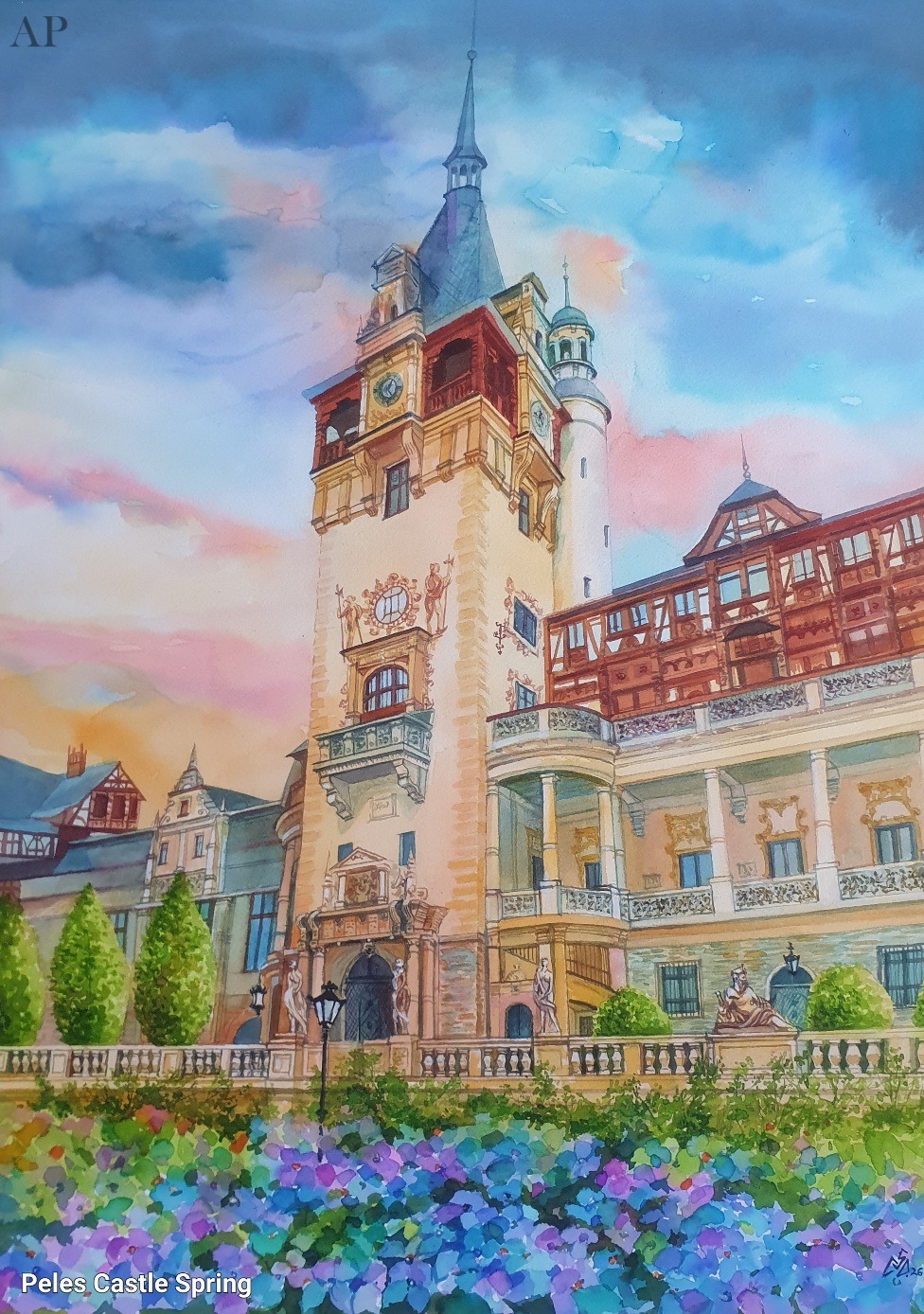 Peles Castle Spring - Pictură contemporană - București