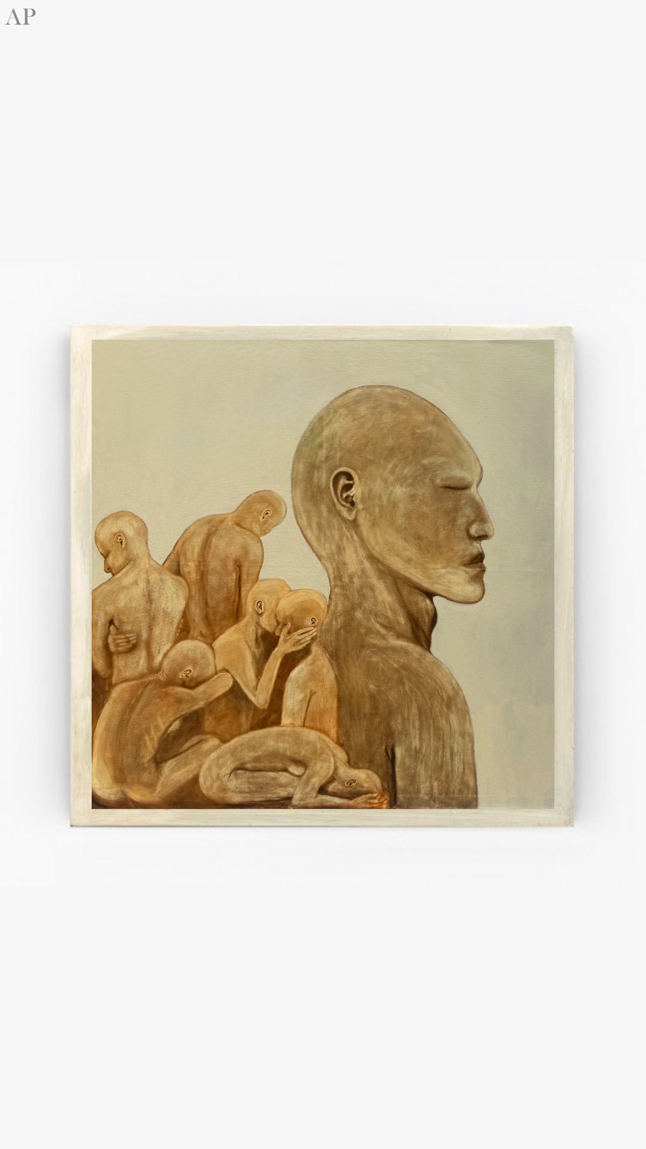 „Inner Crowd” – Pictură contemporană figurativă, tehnică mixtă, 120 × 120 cm - Pictură contemporană - Constanța