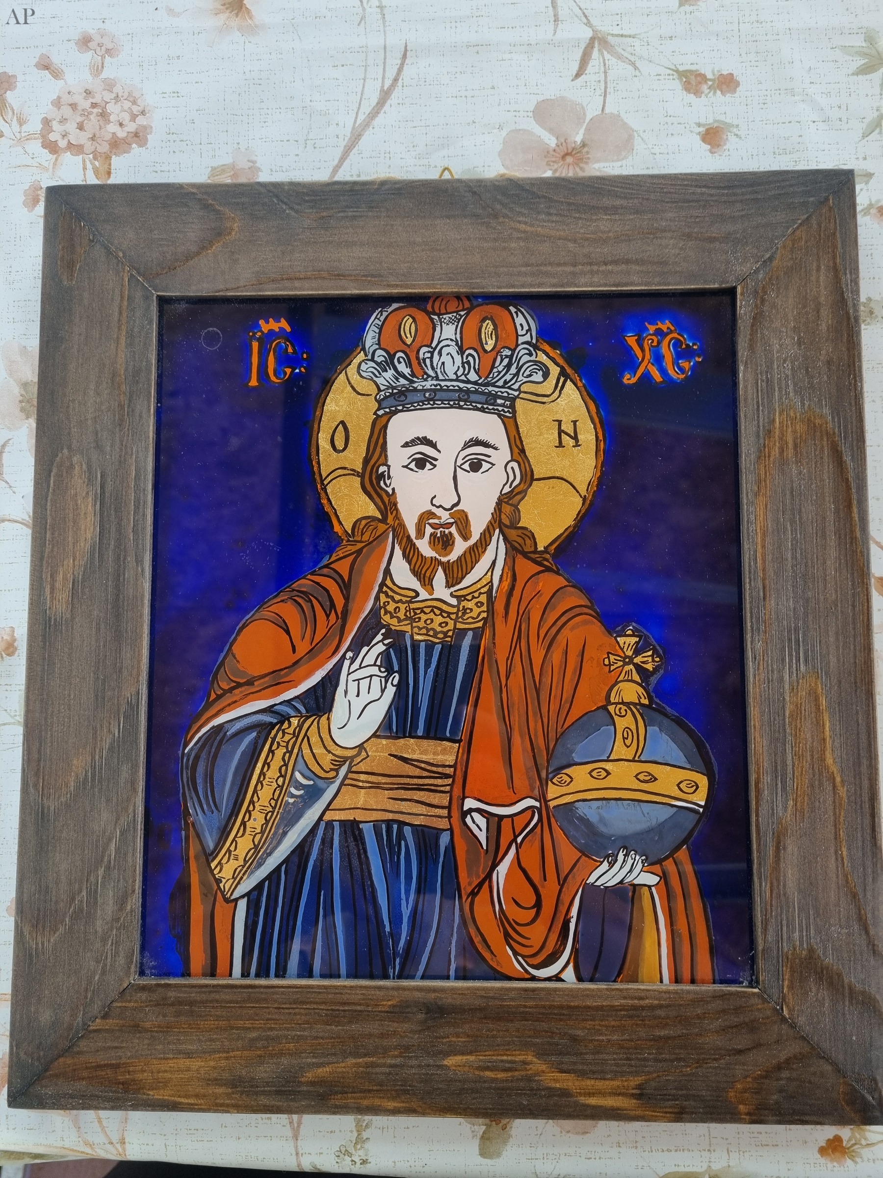 Icoană pe sticlă Iisus Hristos Învățător - Lucrări cu temă religioasă - Brașov