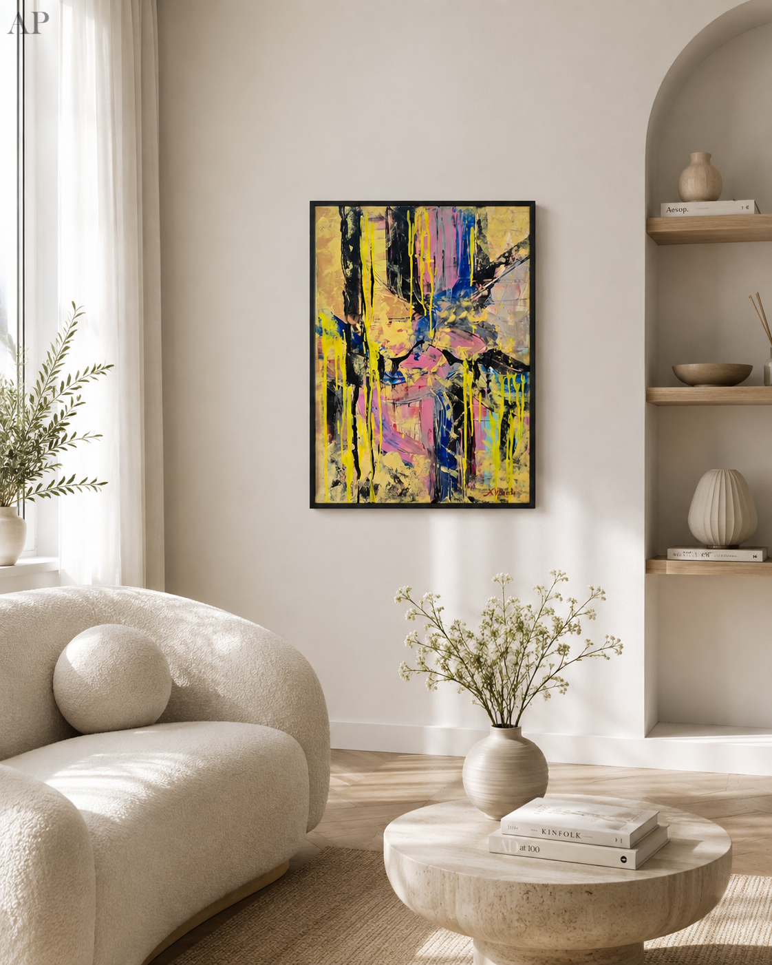 „Energie urbană” 50 × 70 cm | Acrilic și tehnică mixtă pe pânză - Pictură contemporană - Bacău