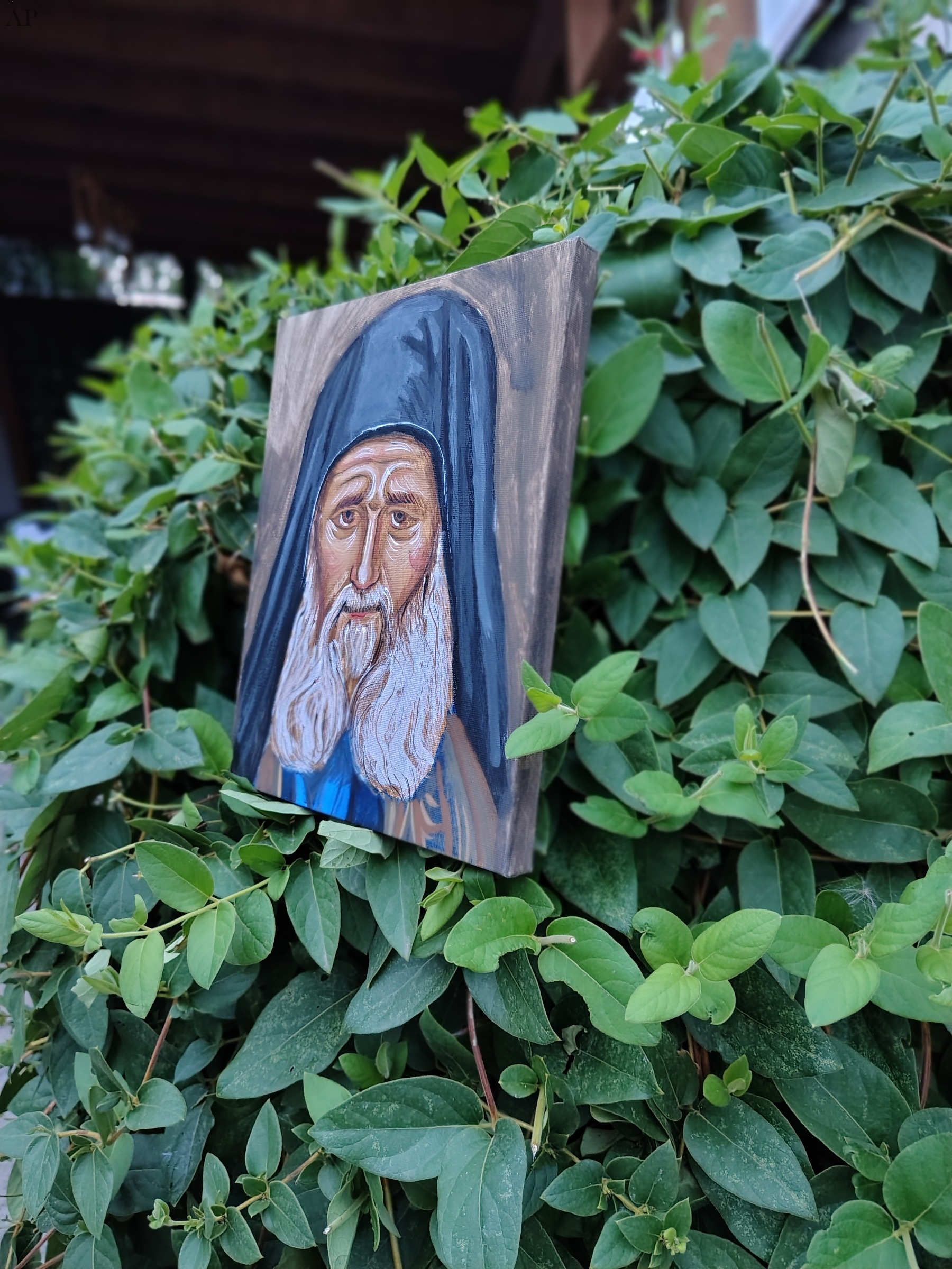 Tablou pictat manual Sfântul Iosif Isihastrul - Lucrări cu temă religioasă - Arad