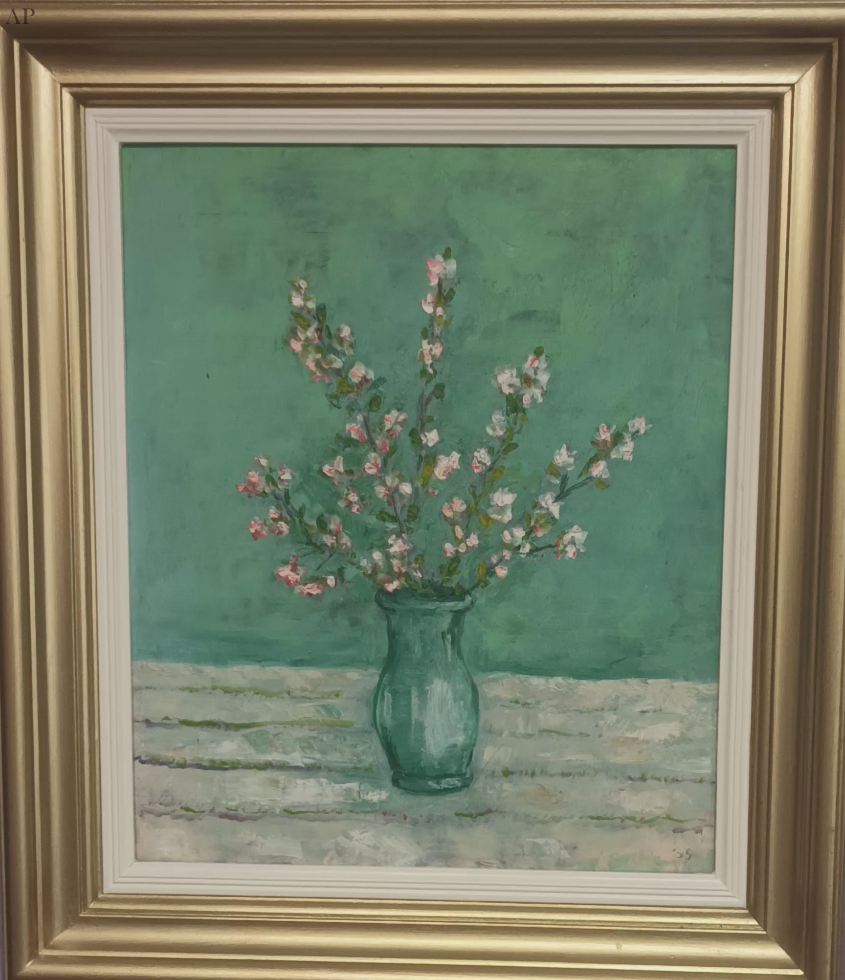Ioan Bodea. Dalbe flori de mai.Ulei/ carton rigid 50/60 cm(ramă inclusă) - Pictură contemporană - Iași