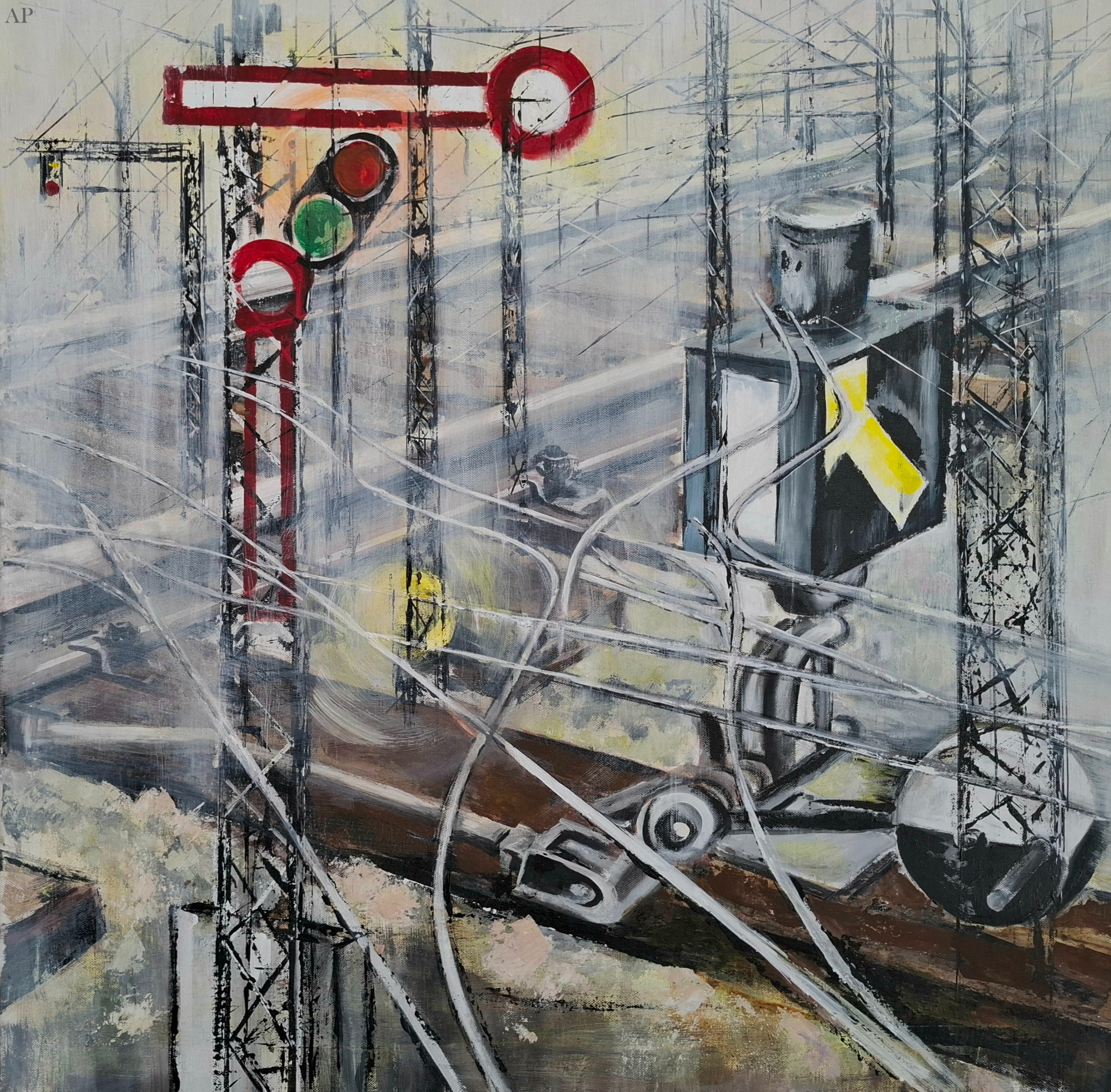 Șoaptele șinelor de tren - Pictură contemporană - Brașov
