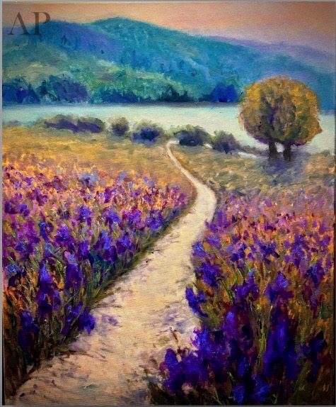 Adieri violet, ulei, vândut - Pictură contemporană - Cluj