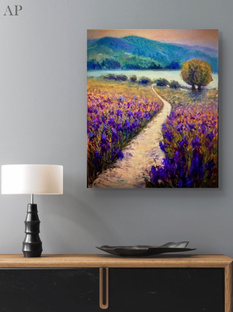Adieri violet, ulei, vândut - Pictură contemporană