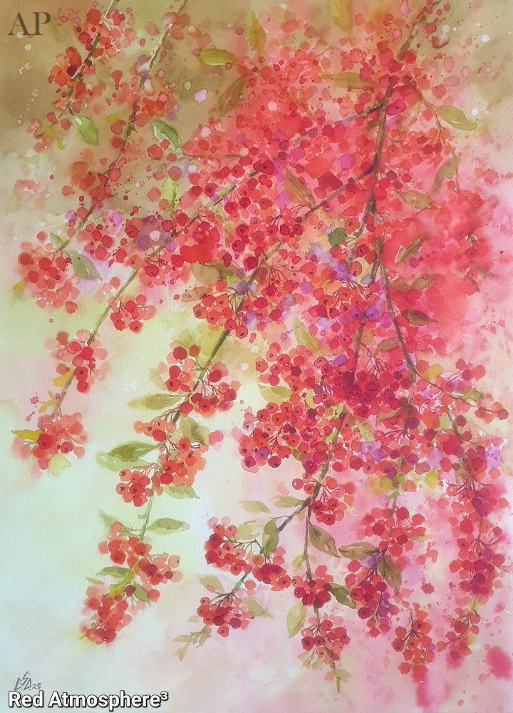 Red Atmosphere 3 - Pictură contemporană - București