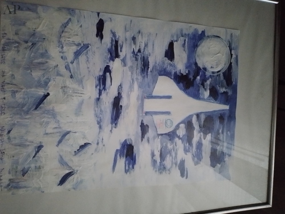 Prezentare BLUE PLANE INTO BLUE KORONA EFFECT ECLIPSE AND BLUE PLANE NATO ANGELS AND NASA ANGELS - Pictură contemporană