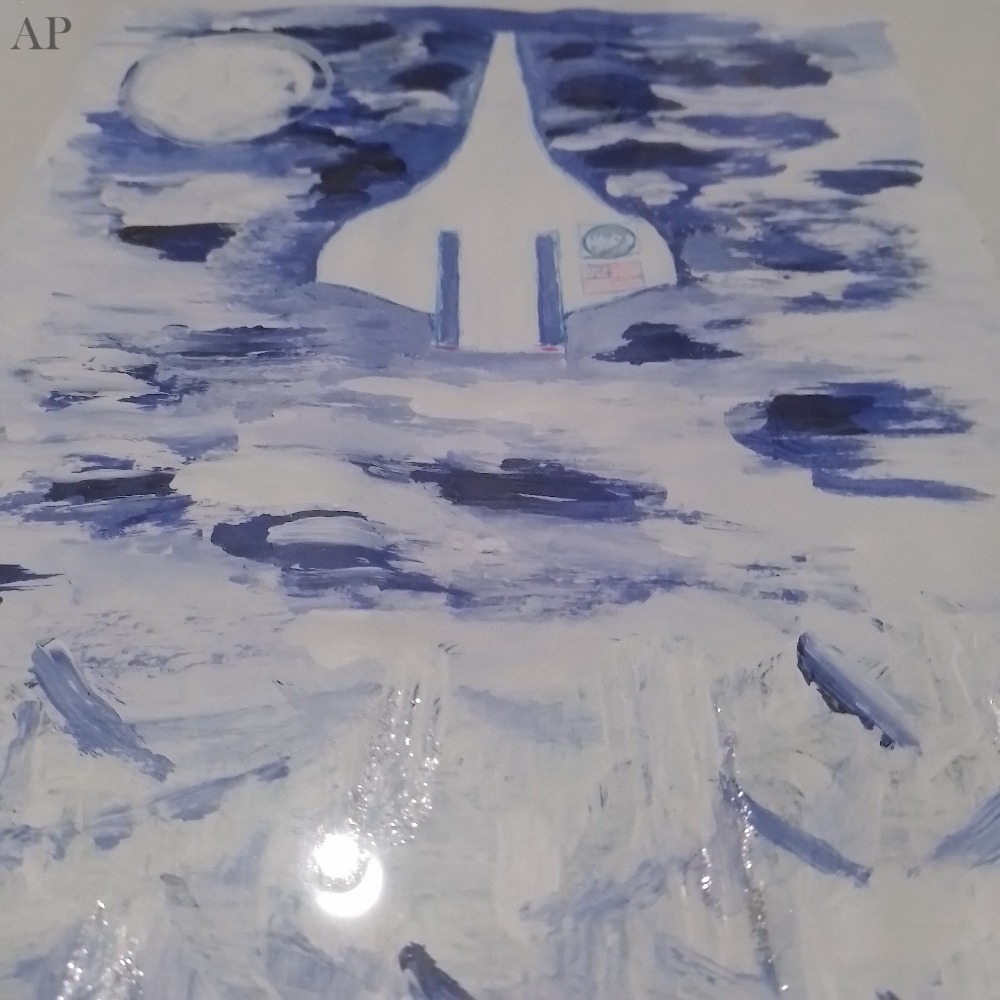 Prezentare BLUE PLANE INTO BLUE KORONA EFFECT ECLIPSE AND BLUE PLANE NATO ANGELS AND NASA ANGELS - Pictură contemporană