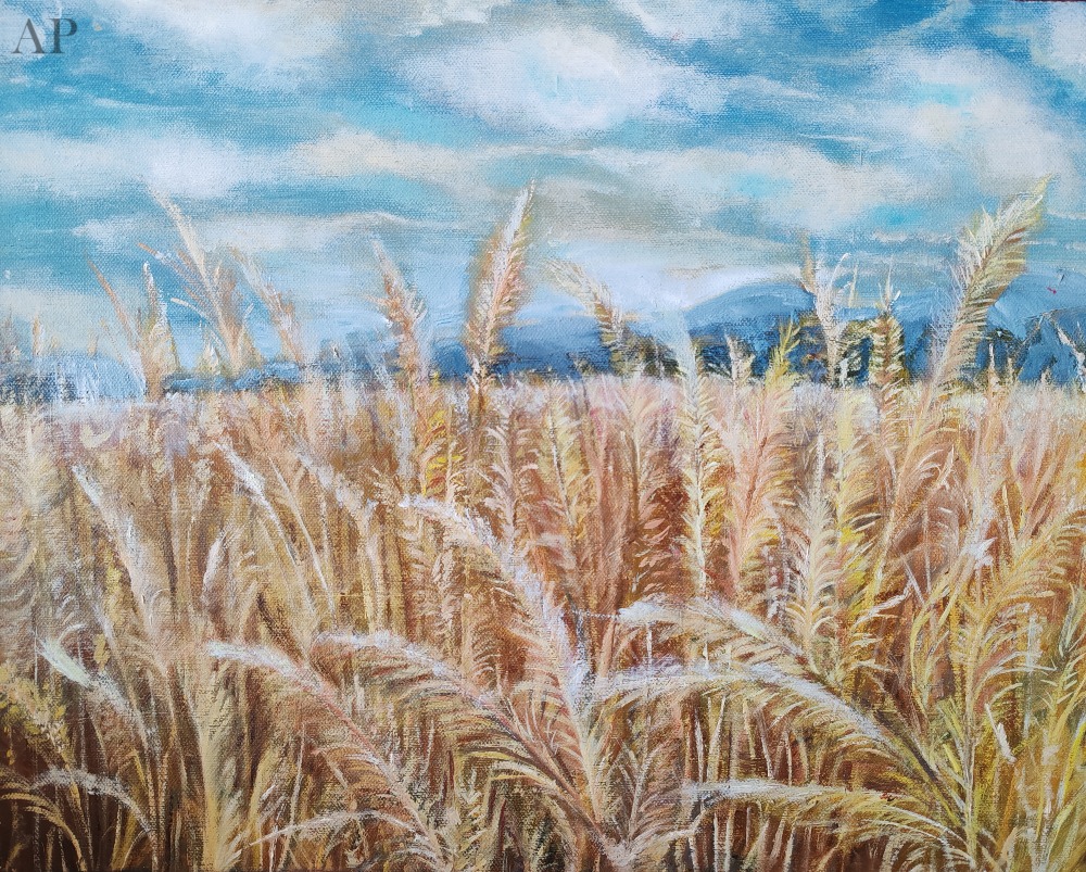 Lan de grau - Pictură contemporană - Alba