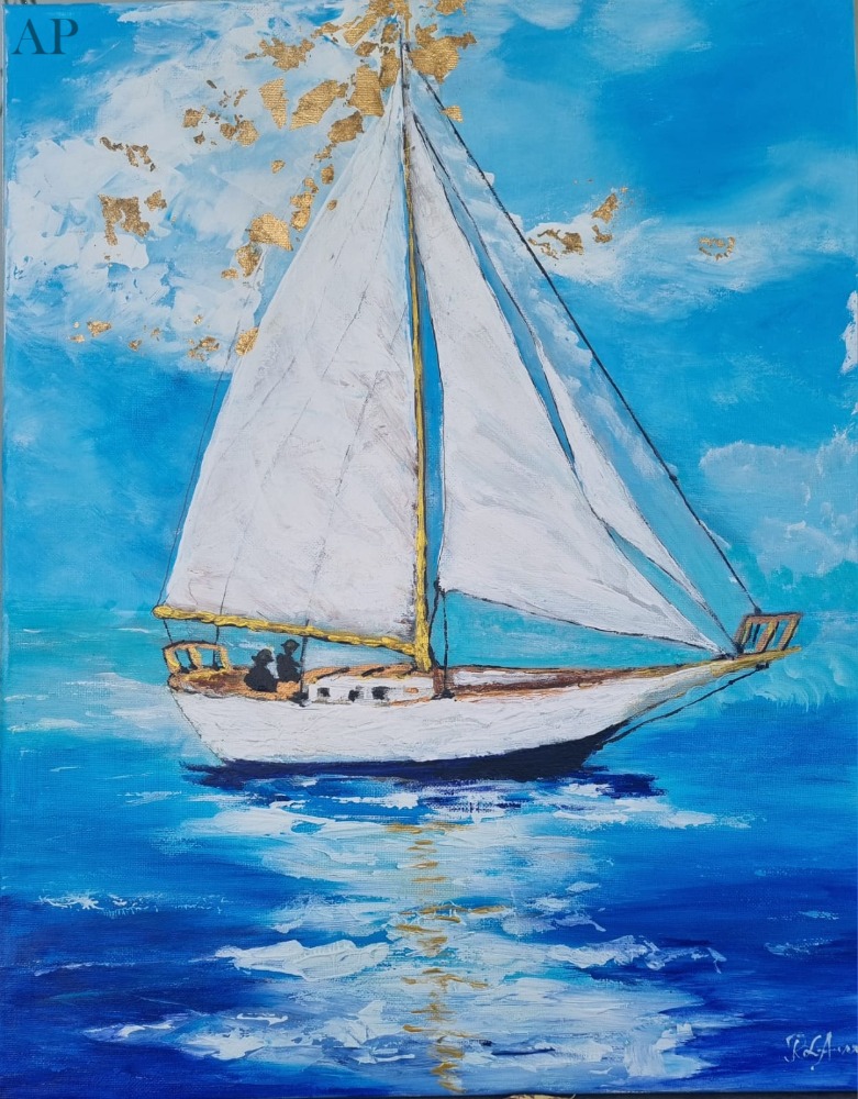 Yacht pe ape liniștite - Pictură contemporană - Brașov