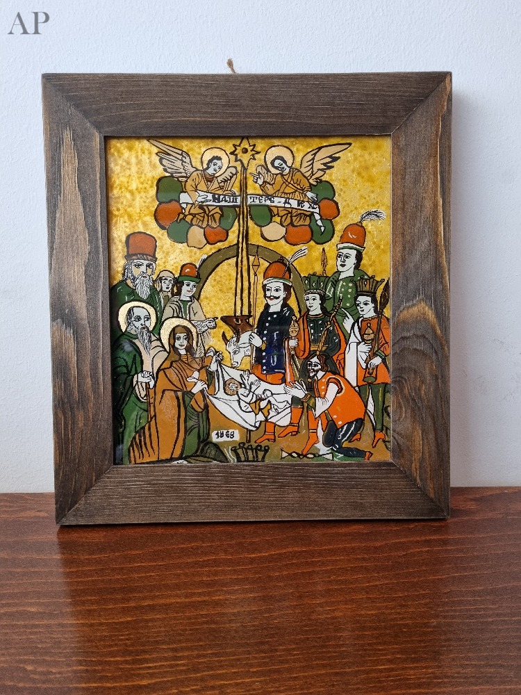 Icoană pe sticlă Nașterea - Lucrări cu temă religioasă - Brașov