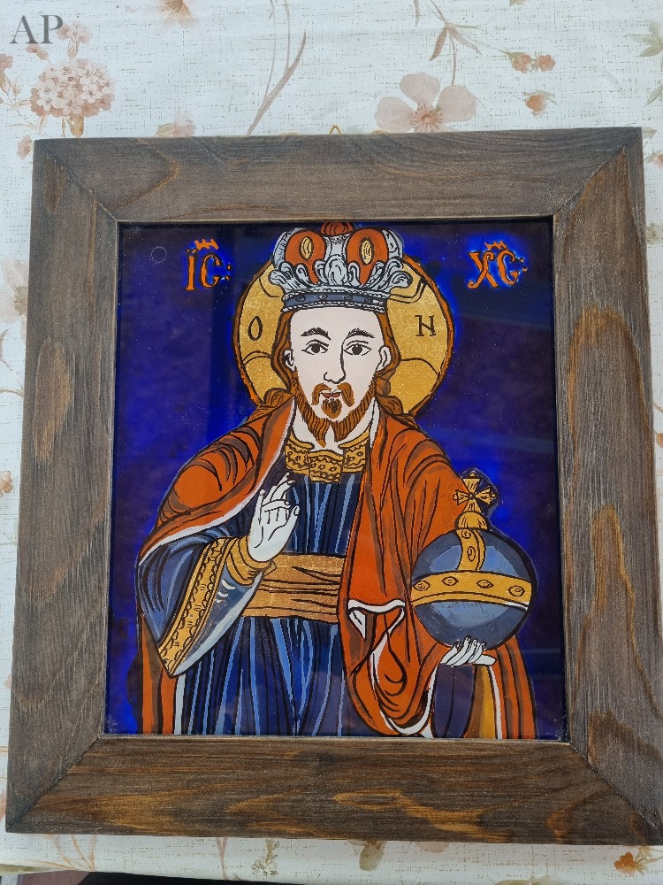Icoană pe sticlă Iisus Hristos Învățător - Lucrări cu temă religioasă - Brașov
