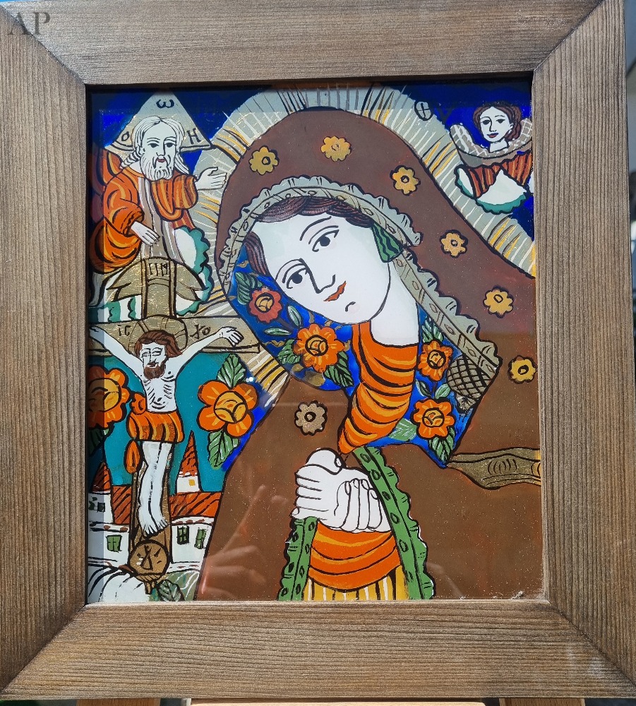 Icoană pe sticlă Maica Domnului - Lucrări cu temă religioasă - Brașov