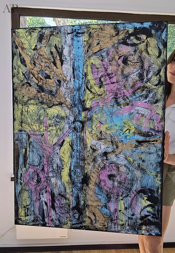 Tablou contemporan "Impresie", 90 × 120 cm, Pictor Xenia Vlaicu,  Panza, Acrilic, August 2026 - Pictură contemporană