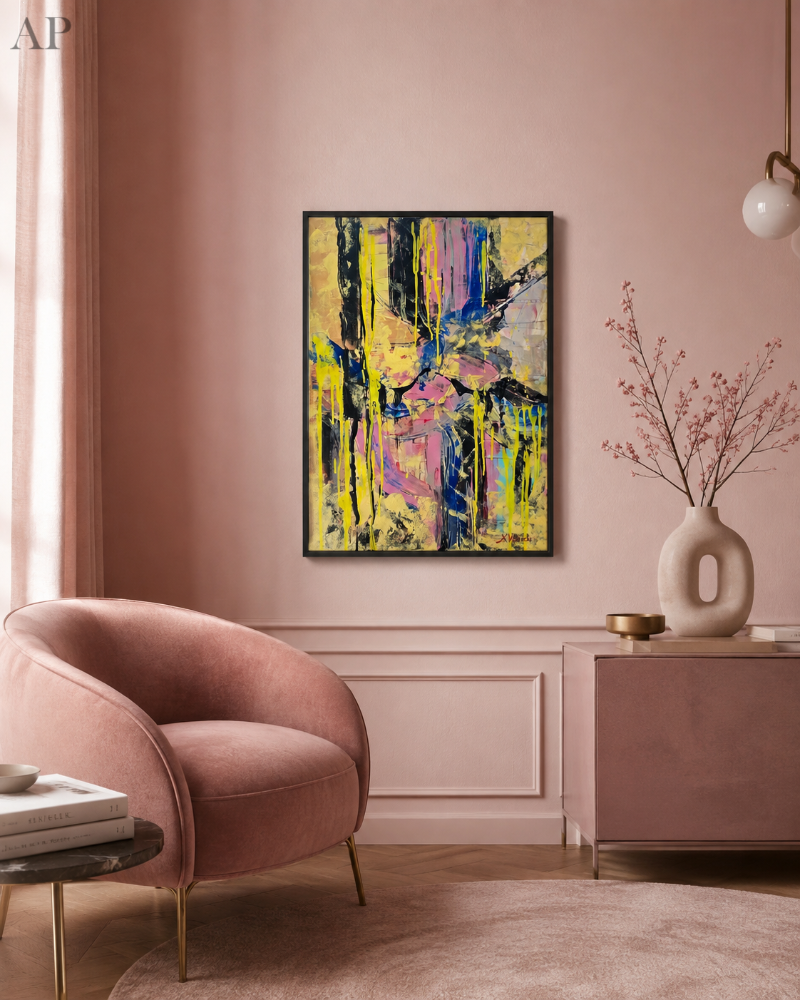 „Energie urbană” 50 × 70 cm | Acrilic și tehnică mixtă pe pânză - Pictură contemporană