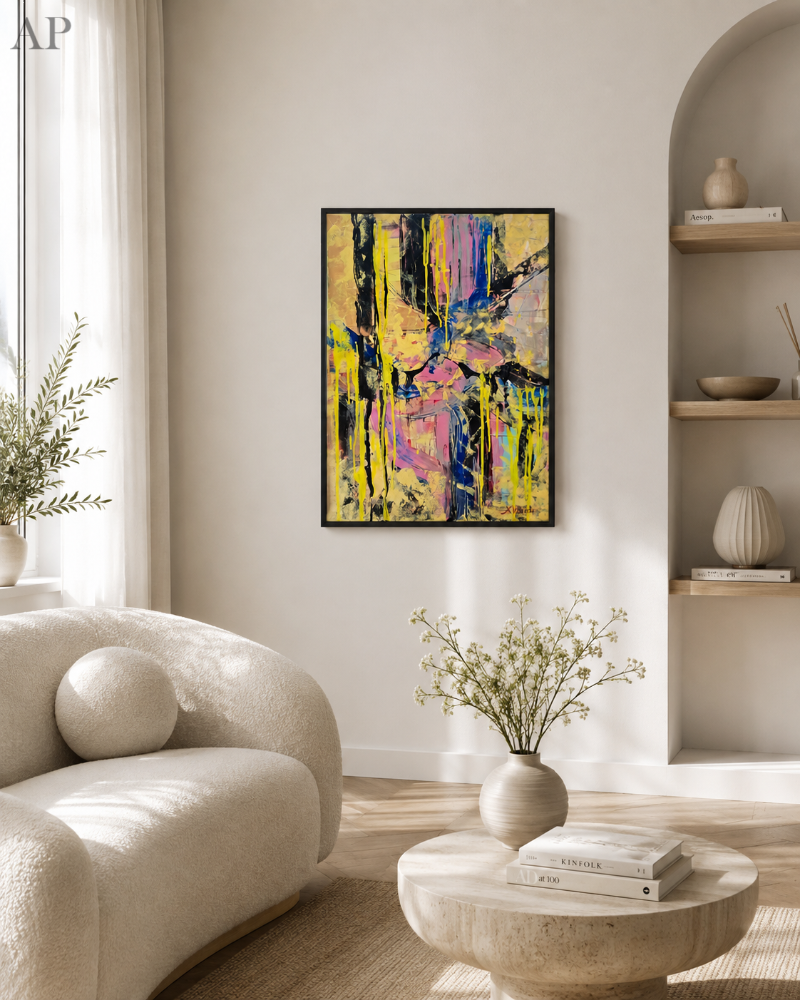 „Energie urbană” 50 × 70 cm | Acrilic și tehnică mixtă pe pânză - Pictură contemporană - Bacău