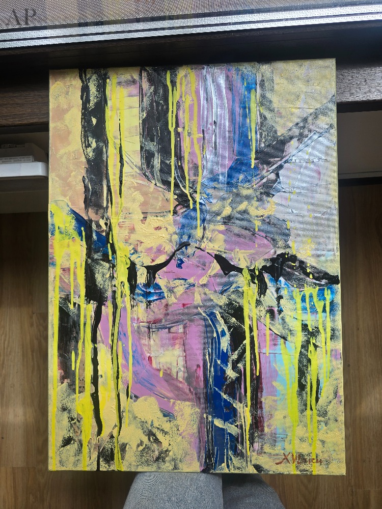 „Energie urbană” 50 × 70 cm | Acrilic și tehnică mixtă pe pânză - Pictură contemporană