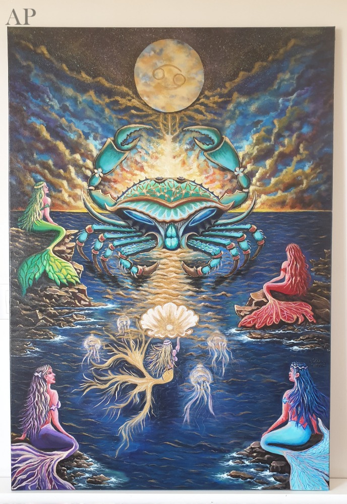 Rac — În adâncul emoțiilor, 100x70 cm - Pictură contemporană - Alba