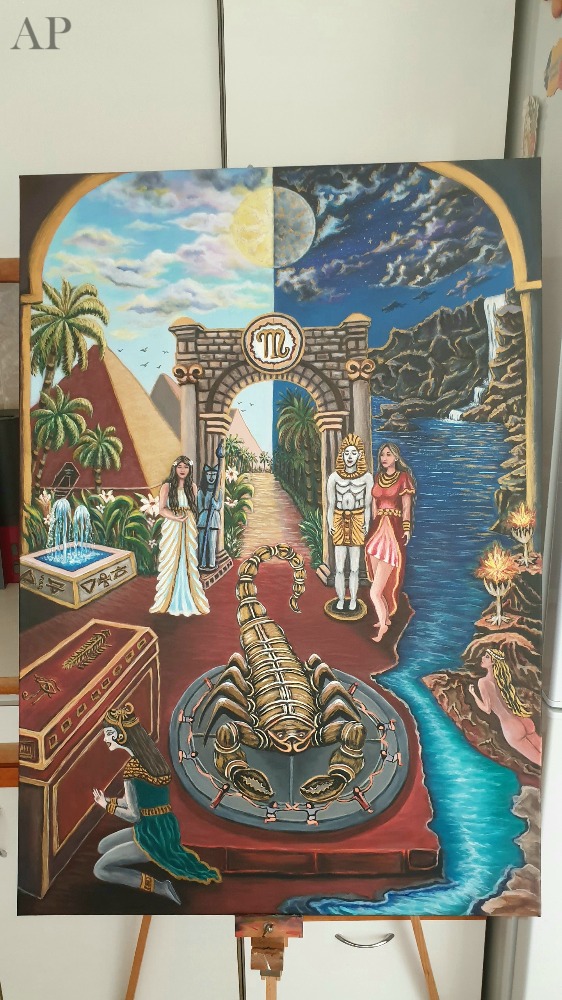 Scorpion — Unde lumina întâlnește umbra, sufletul renaște, 100x70 cm - Pictură contemporană