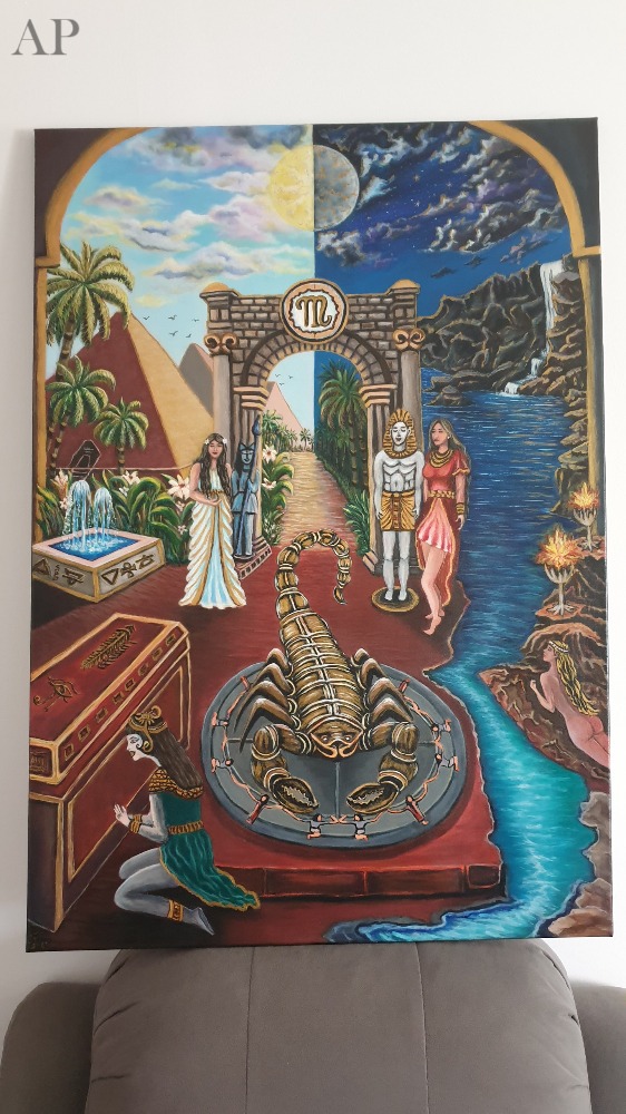 Scorpion — Unde lumina întâlnește umbra, sufletul renaște, 100x70 cm - Pictură contemporană