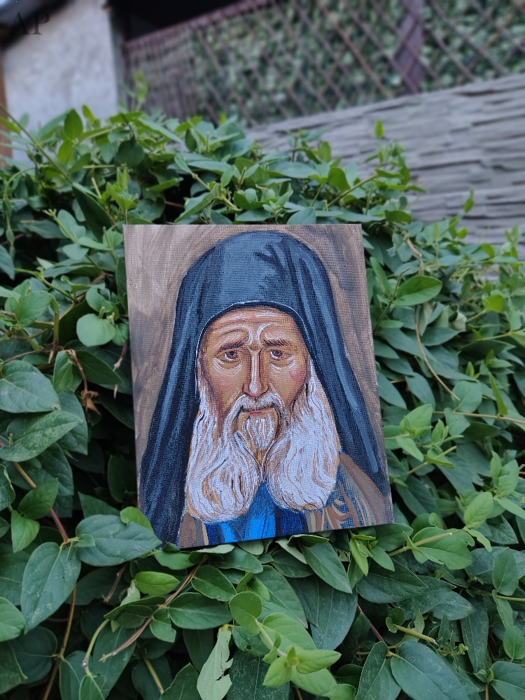 Tablou pictat manual Sfântul Iosif Isihastrul - Lucrări cu temă religioasă