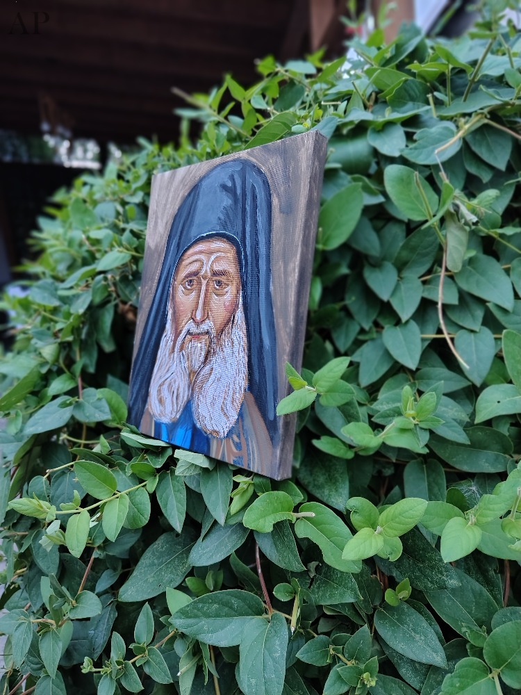 Tablou pictat manual Sfântul Iosif Isihastrul - Lucrări cu temă religioasă - Arad