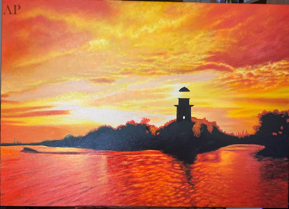 Apus la Farul Vechi Sulina - Pictură contemporană
