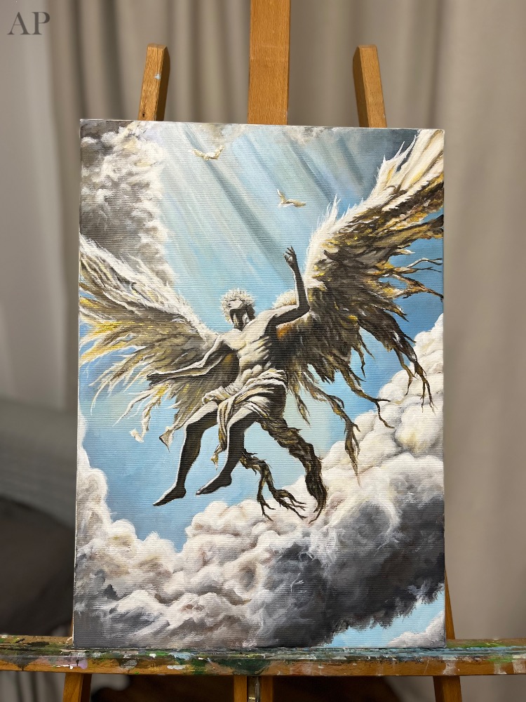 Recrearea tabloului viral “Icarus Faces Fate” al lui Luke Leál - Pictură contemporană