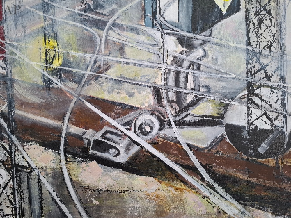 Șoaptele șinelor de tren - Pictură contemporană
