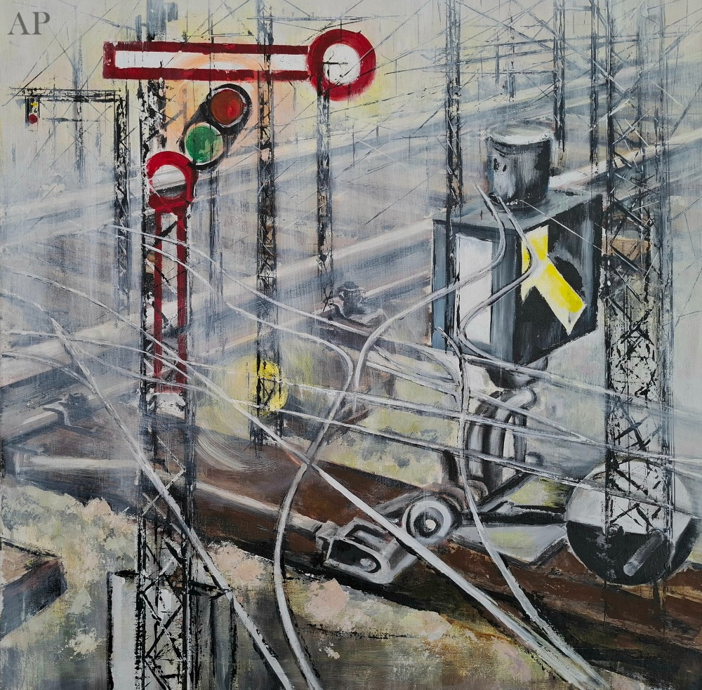 Șoaptele șinelor de tren - Pictură contemporană - Brașov