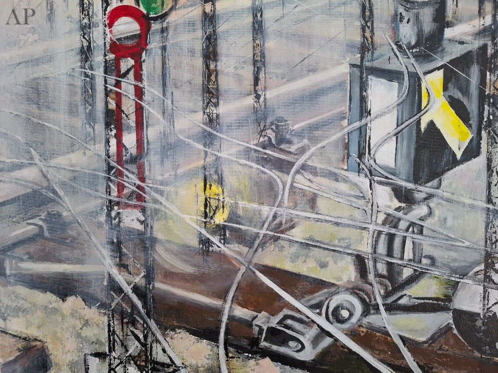 Șoaptele șinelor de tren - Pictură contemporană