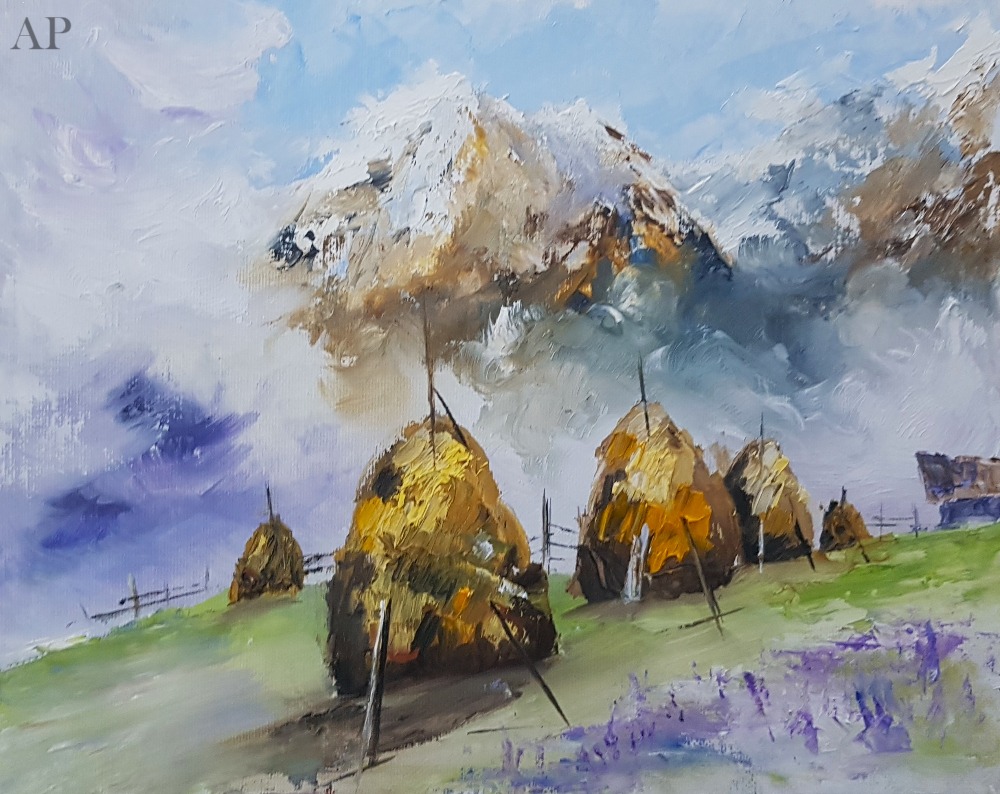 Prima zăpadă-n Făgăraș - Pictură contemporană