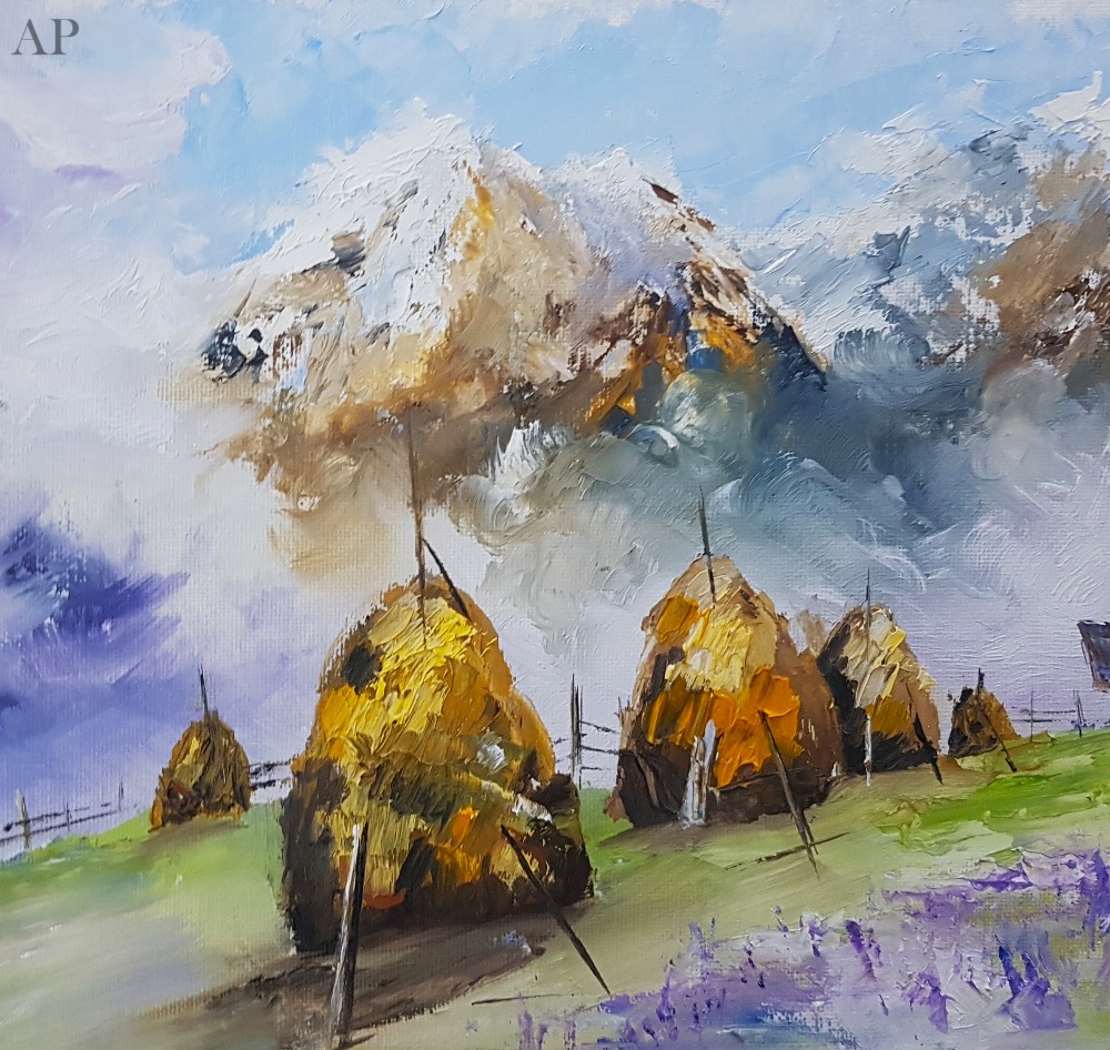 Prima zăpadă-n Făgăraș - Pictură contemporană - Brașov